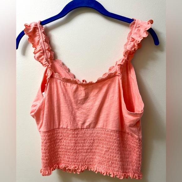 🆕 Juniors size XL Coral SO smocked front tie tank top - Picture 4 of 8